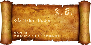 Káldor Bodor névjegykártya