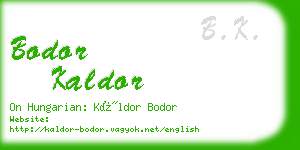 bodor kaldor business card